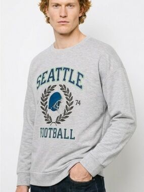 Grey Seattle Football Crewneck Sweatshirt